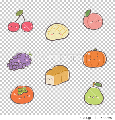 可愛的水果和麵包 120328260