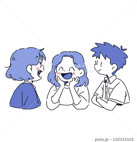 男女が仲良くおしゃべりしているイラスト 120328328