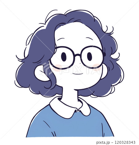 黒縁メガネの女性のイラスト 黒縁メガネの女性のイラスト 120328343
