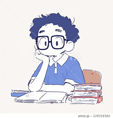 読書をしている男性のイラスト 120328362