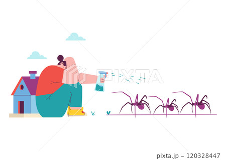 A Woman Trying to Chase Away the Spider A Woman Trying to Chase Away the Spider 120328447