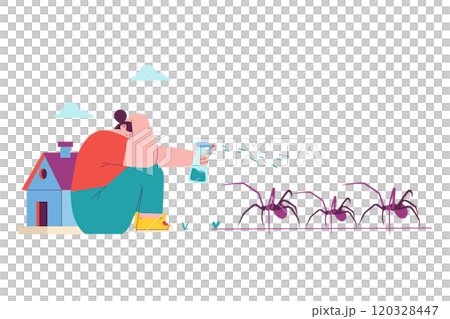 A Woman Trying to Chase Away the Spider A Woman Trying to Chase Away the Spider 120328447