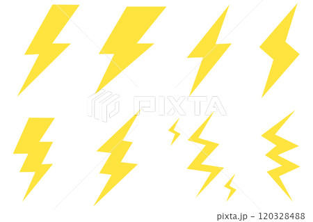 雷アイコンのイラストセット 黄色 雷アイコンのイラストセット 黄色 120328488