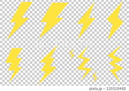 雷アイコンのイラストセット 黄色 雷アイコンのイラストセット 黄色 120328488