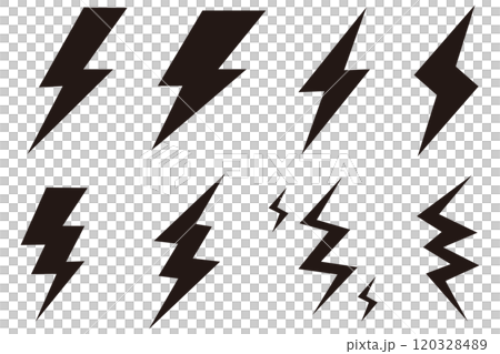 閃電圖示插圖設定黑色 120328489