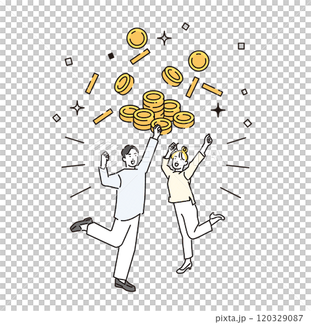 一個男人和一個女人很高興有更多錢的簡單例子 120329087