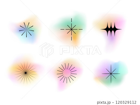 Collection of modern, minimalist star and sparkle elements. Vector illustrations 120329112