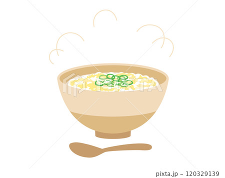 お粥や雑炊やおじやをイメージしたイラスト スプーン付きバージョン お粥や雑炊やおじやをイメージしたイラスト スプーン付きバージョン 120329139
