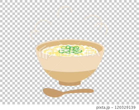 お粥や雑炊やおじやをイメージしたイラスト スプーン付きバージョン お粥や雑炊やおじやをイメージしたイラスト スプーン付きバージョン 120329139
