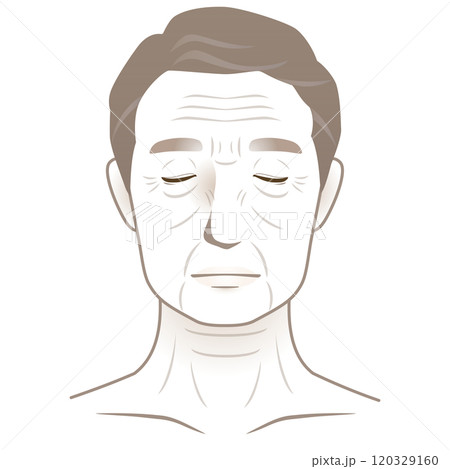 高齢男性の顔　シワ　美容　老化 120329160