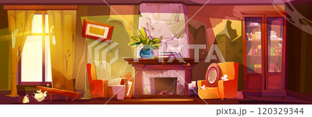 Abandoned living room Abandoned living room 120329344