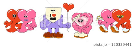 Retro cartoon heart characters 120329441