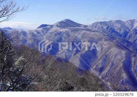 白岩小屋跡からの冬季雲取山頂上 120329676