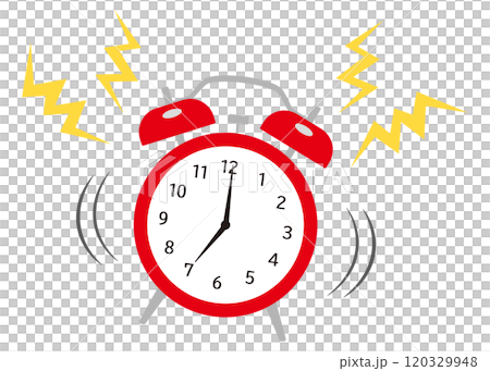 Illustration of a red alarm clock 120329948