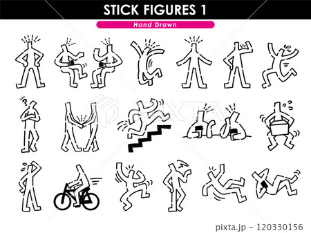 手描きの棒人間セット 手描きの棒人間セット 120330156
