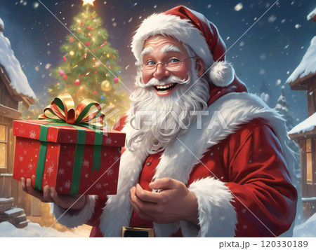 プレゼントを配るサンタクロース プレゼントを配るサンタクロース 120330189