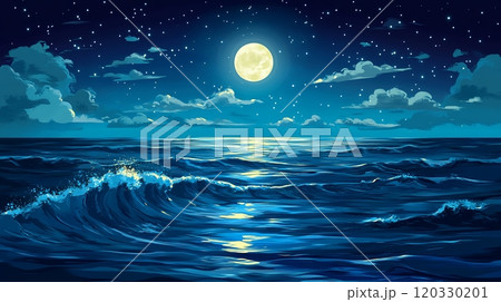 夜の海と月 120330201