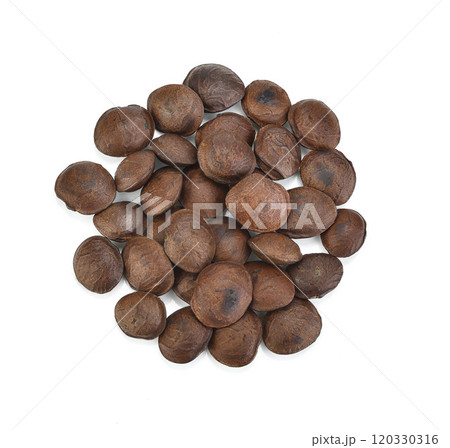 Plukenetia volubilis or sacha inchi peanut seed isolated on white background Plukenetia volubilis or sacha inchi peanut seed isolated on white background 120330316