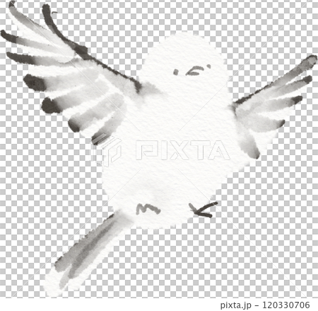 Illustration material of a flapping long-tailed tit Illustration material of a flapping long-tailed tit 120330706