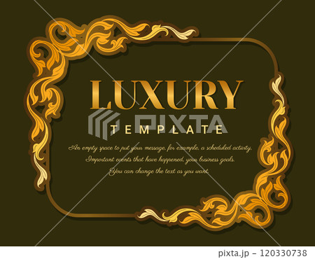Decorative Thai traditional art frame. Elegant vector element Eastern style, place for text. Golden outline floral border. Decorative Thai traditional art frame. Elegant vector element Eastern style, place for text. Golden outline floral border. 120330738