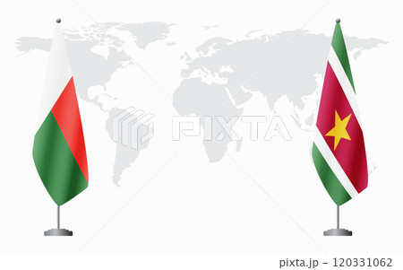 Madagascar and Suriname flags for official meeting Madagascar and Suriname flags for official meeting 120331062