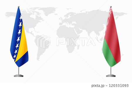 Bosnia and Herzegovina and Belarusian flags for official meeting Bosnia and Herzegovina and Belarusian flags for official meeting 120331093