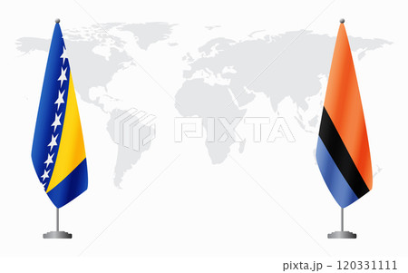 Bosnia and Herzegovina and Chagos Islands flags for official meeting 120331111