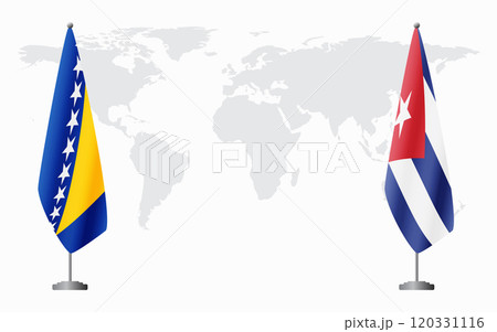 Bosnia and Herzegovina and Cuba flags for official meeting 120331116