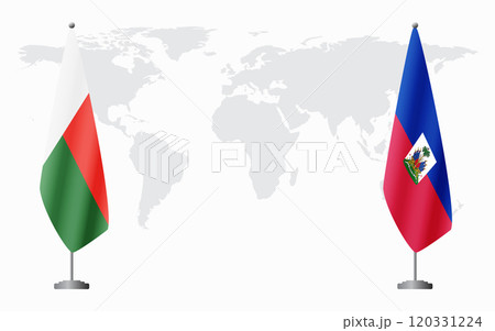 Madagascar and Haiti flags for official meeting 120331224