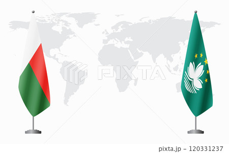 Madagascar and Macau flags for official meeting Madagascar and Macau flags for official meeting 120331237