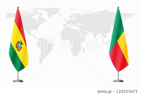 Bolivia and Benin flags for official meeting 120331671