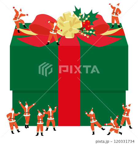 クリスマスのプレゼントとサンタクロース10人のベクターイラスト 120331734