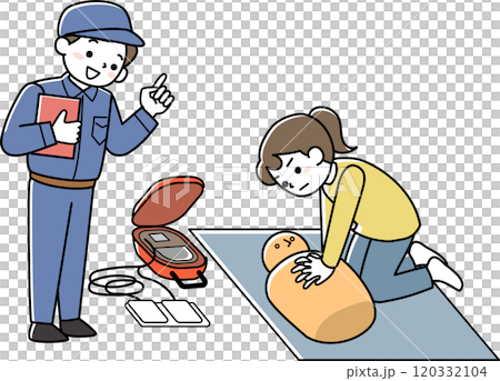 救命講習をうける女性 救命講習をうける女性 120332104