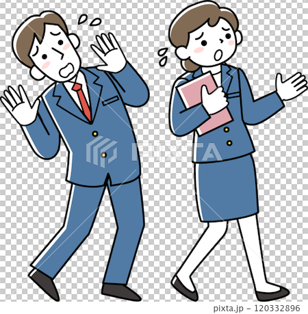 Men and women in suits who are in trouble Men and women in suits who are in trouble 120332896