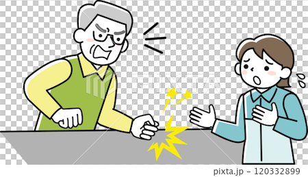 男性客からカスハラを受ける女性スタッフ 120332899