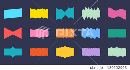 Abstract Colorful Simple Shapes Set. Geometric Design Elements for Website Decoration. Curved Forms, Divider Collection. Isolated Vector Illustration 120332968