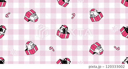 dog seamless pattern french bulldog Christmas box Santa Claus hat candy cane vector puppy pet cartoon wrapping paper tartan plaid scarf isolated repeat wallpaper tile background illustration design dog seamless pattern french bulldog Christmas box Santa Claus hat candy cane vector puppy pet cartoon wrapping paper tartan plaid scarf isolated repeat wallpaper tile background illustration design 120333002