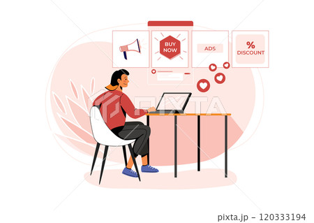 Marketing employee posting ads Illustration 120333194