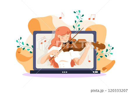 Online course with a girl playing on violin 120333207