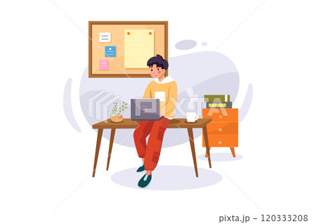 Online course with a boy sitting on desk Online course with a boy sitting on desk 120333208