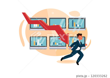 Loss arrow hitting businessman showing financial crisis Loss arrow hitting businessman showing financial crisis 120333262