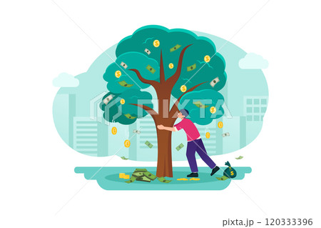 Businessman plucking dollar from tree 120333396