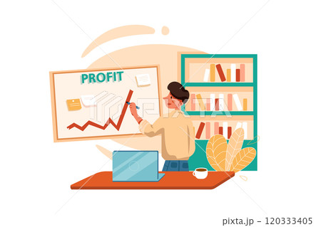 Businessman drawing profit line 120333405