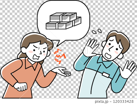 女性客からカスハラを受ける男性スタッフ 120333428