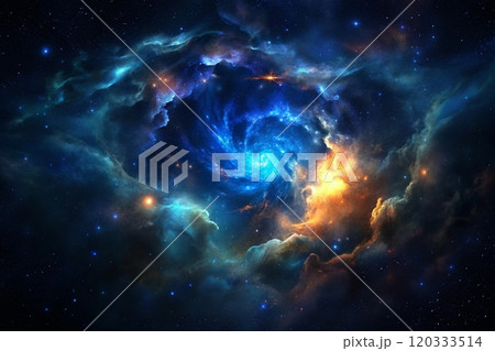 bule gas nebulae in space and sparkling stars bule gas nebulae in space and sparkling stars 120333514
