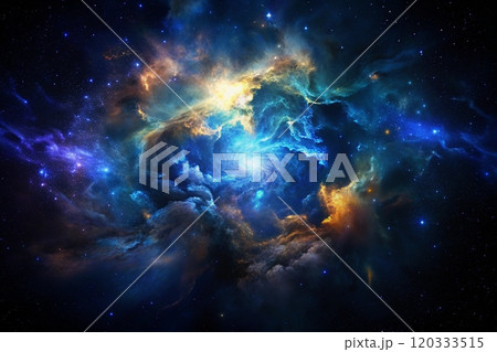 bule gas nebulae in space and sparkling stars bule gas nebulae in space and sparkling stars 120333515
