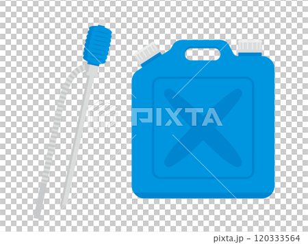 Illustration of a plastic tank and a kerosene pump 120333564