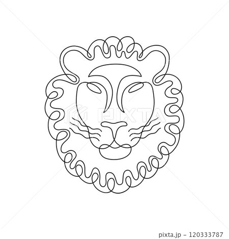 Continuous line drawing of lion head. Minimalist black linear sketch isolated on white background. Hand drawn vector illustration. 120333787