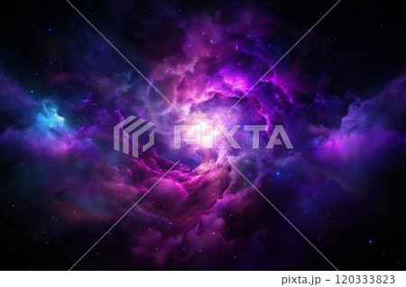 Purple gas nebulae in space and sparkling stars Purple gas nebulae in space and sparkling stars 120333823