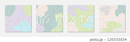Set of Trendy doodle hand drawn backgrounds. Abstract fluid shapes, lines, pastel colors. Poster, cover, story template. Social media post. Set of Trendy doodle hand drawn backgrounds. Abstract fluid shapes, lines, pastel colors. Poster, cover, story template. Social media post. 120333834